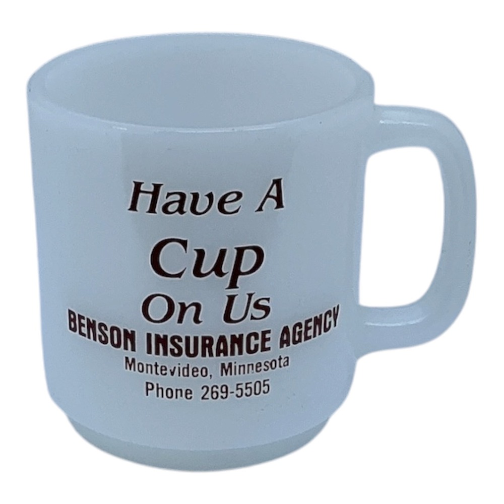 Glassbake Mug Benson Insurance Agency Montevideo MN Advertising USA Vintage